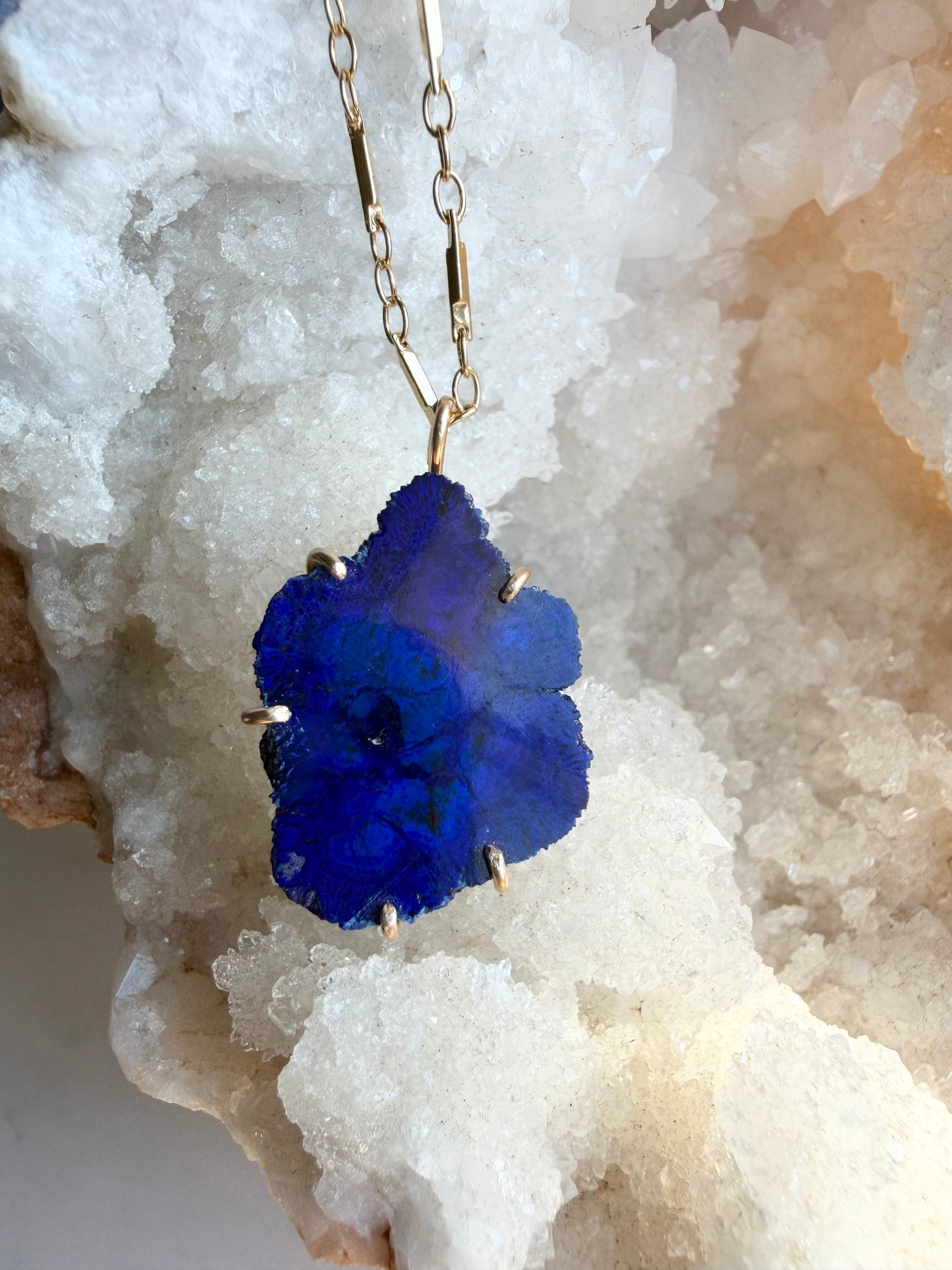 Raw Azurite Slice Necklace