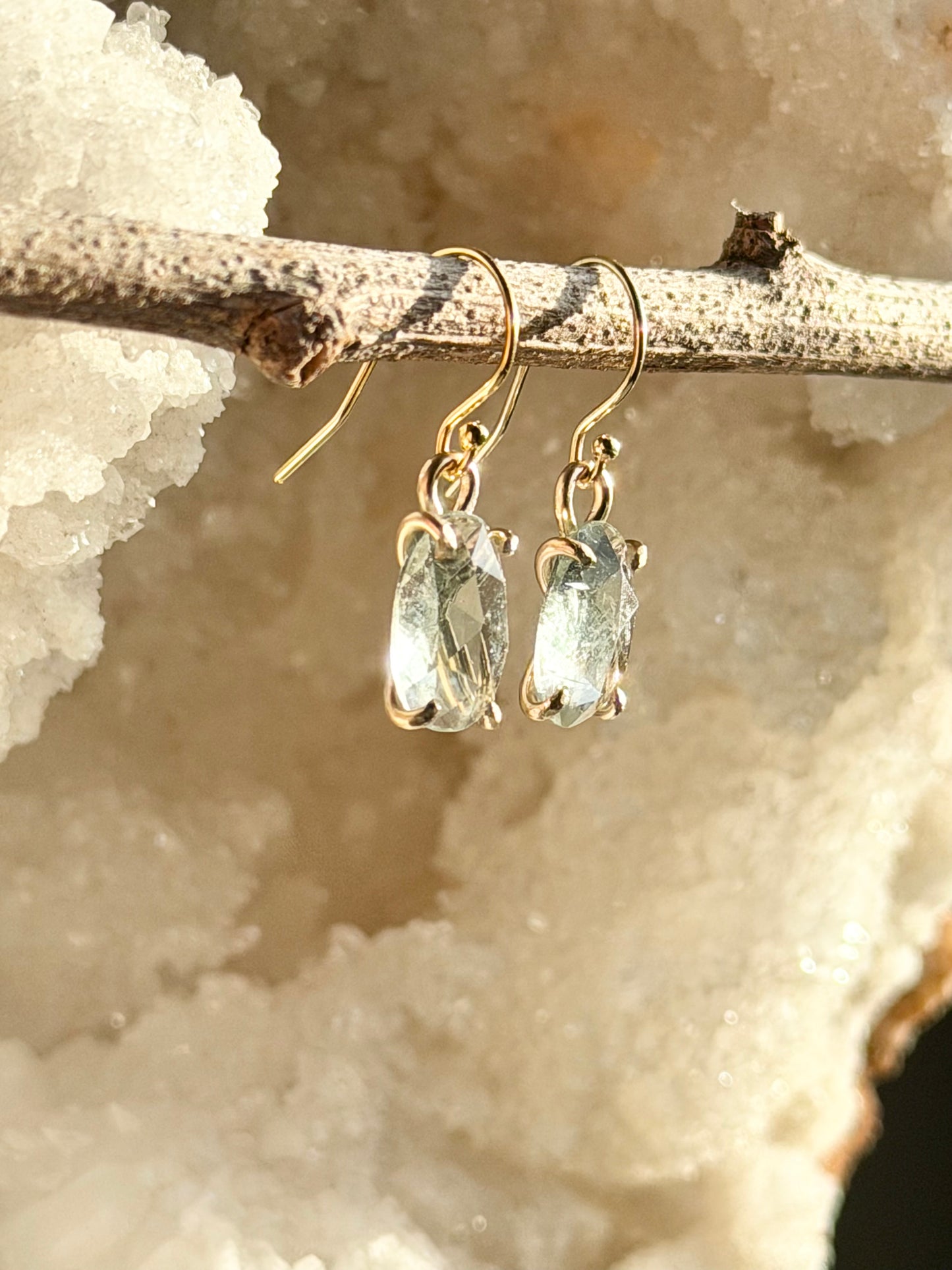 Pale Green Sunstone Earrings