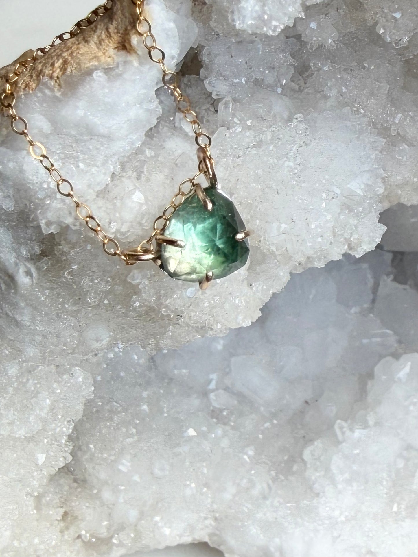 Rose Cut Green Tourmaline Necklace