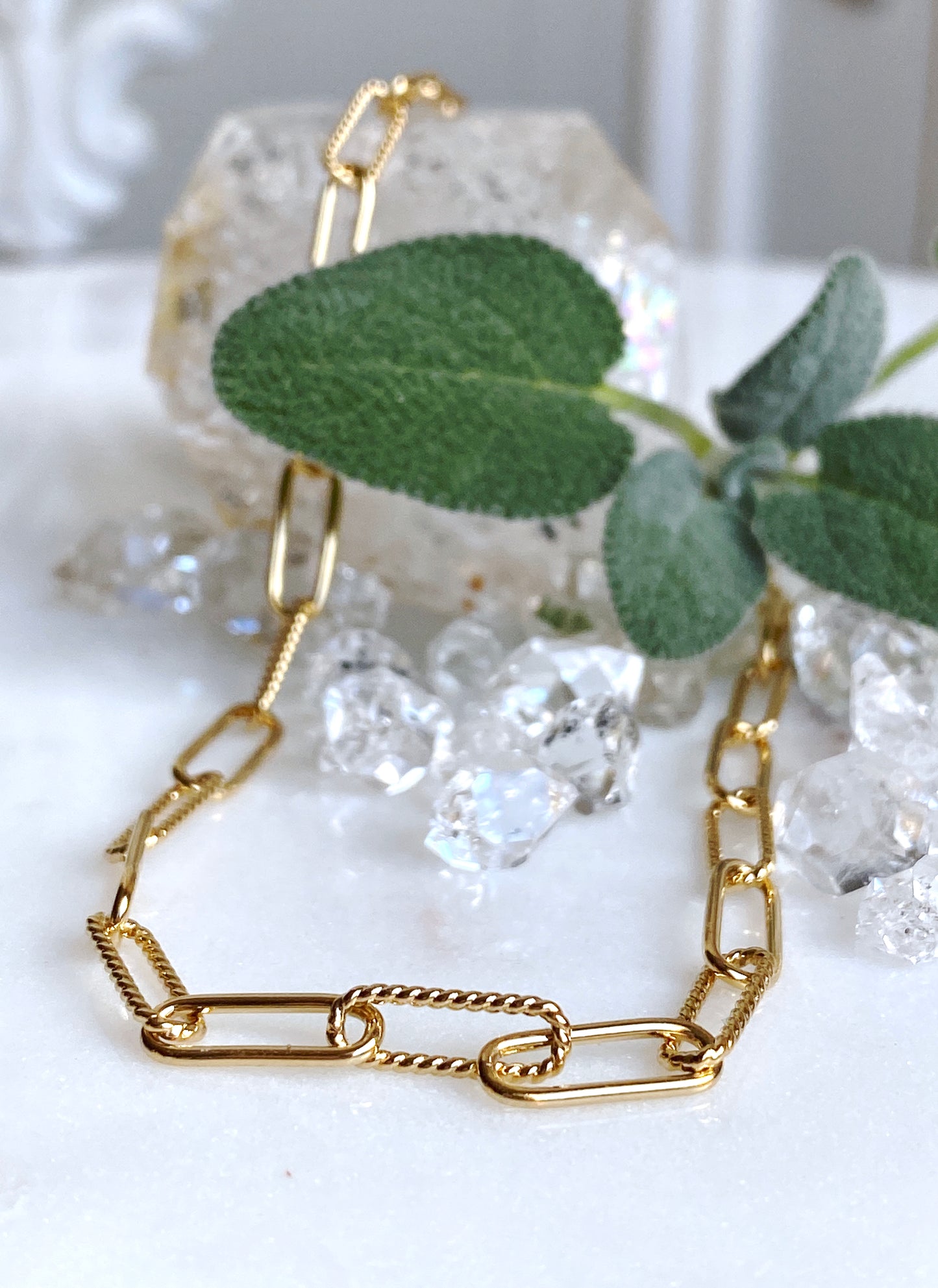 Dual Texture Paperclip Chain Necklace