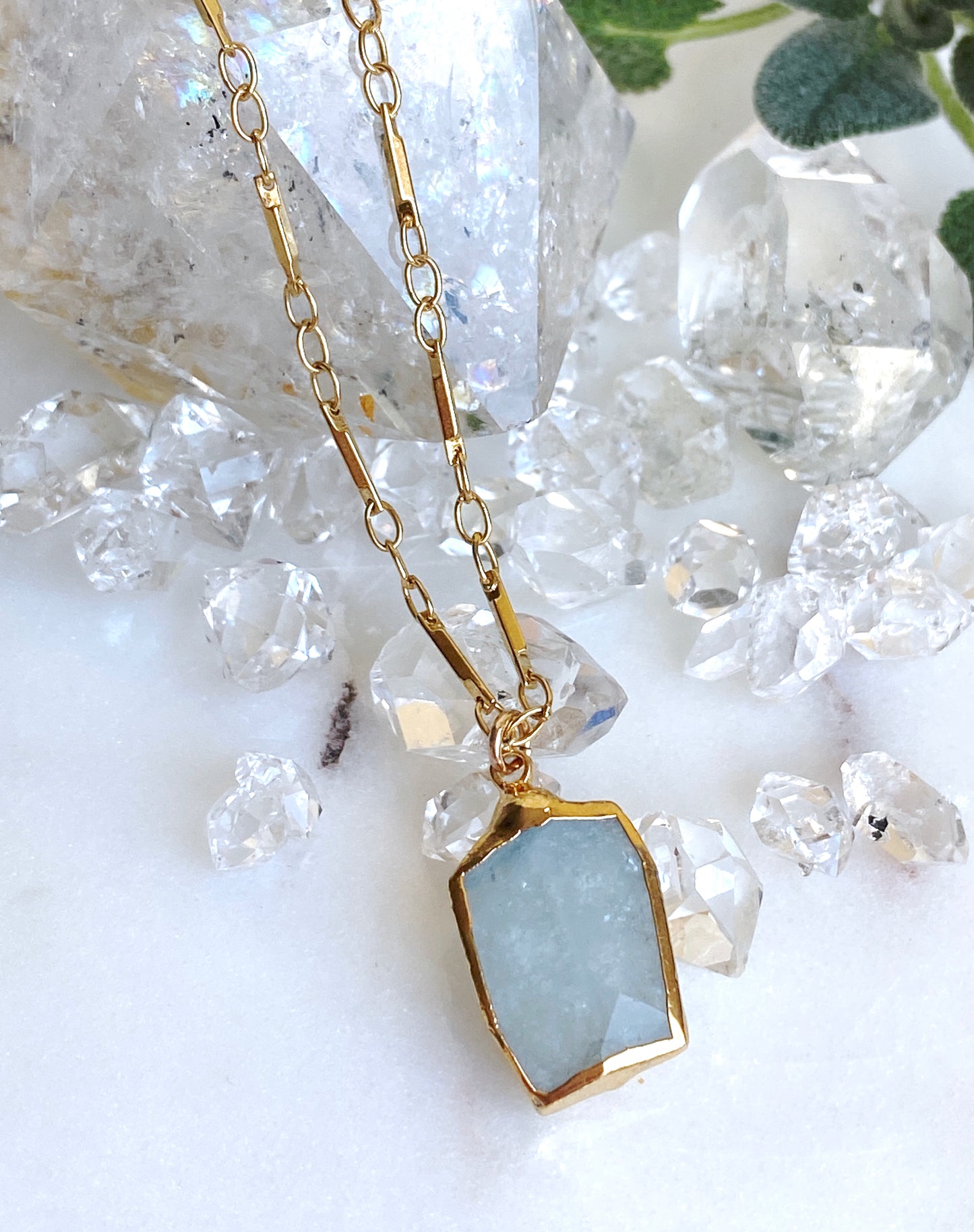 Aquamarine + Gold Necklace