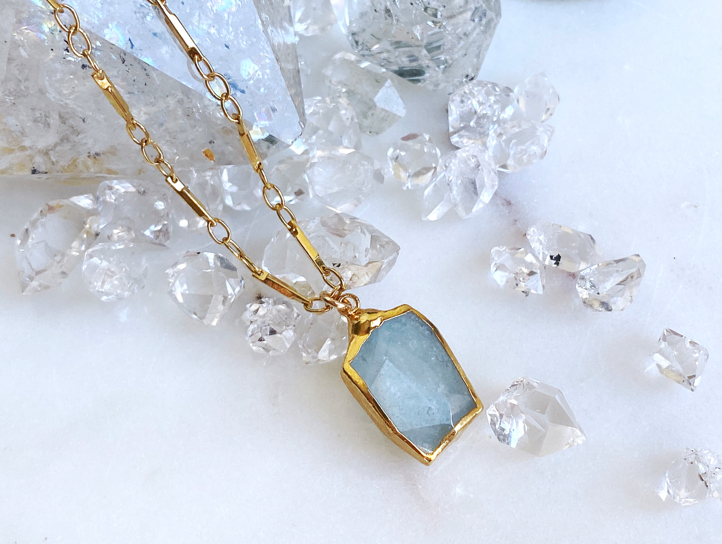 Aquamarine + Gold Necklace