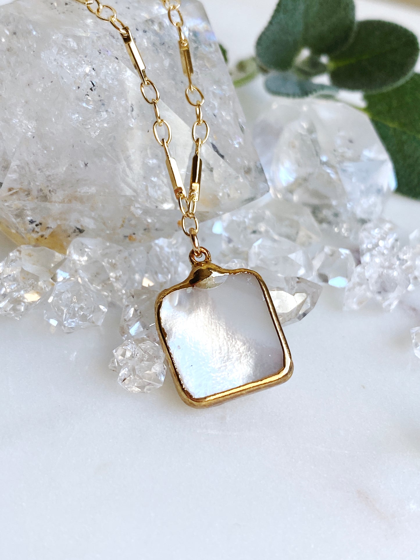Square Mother of Pearl Necklace