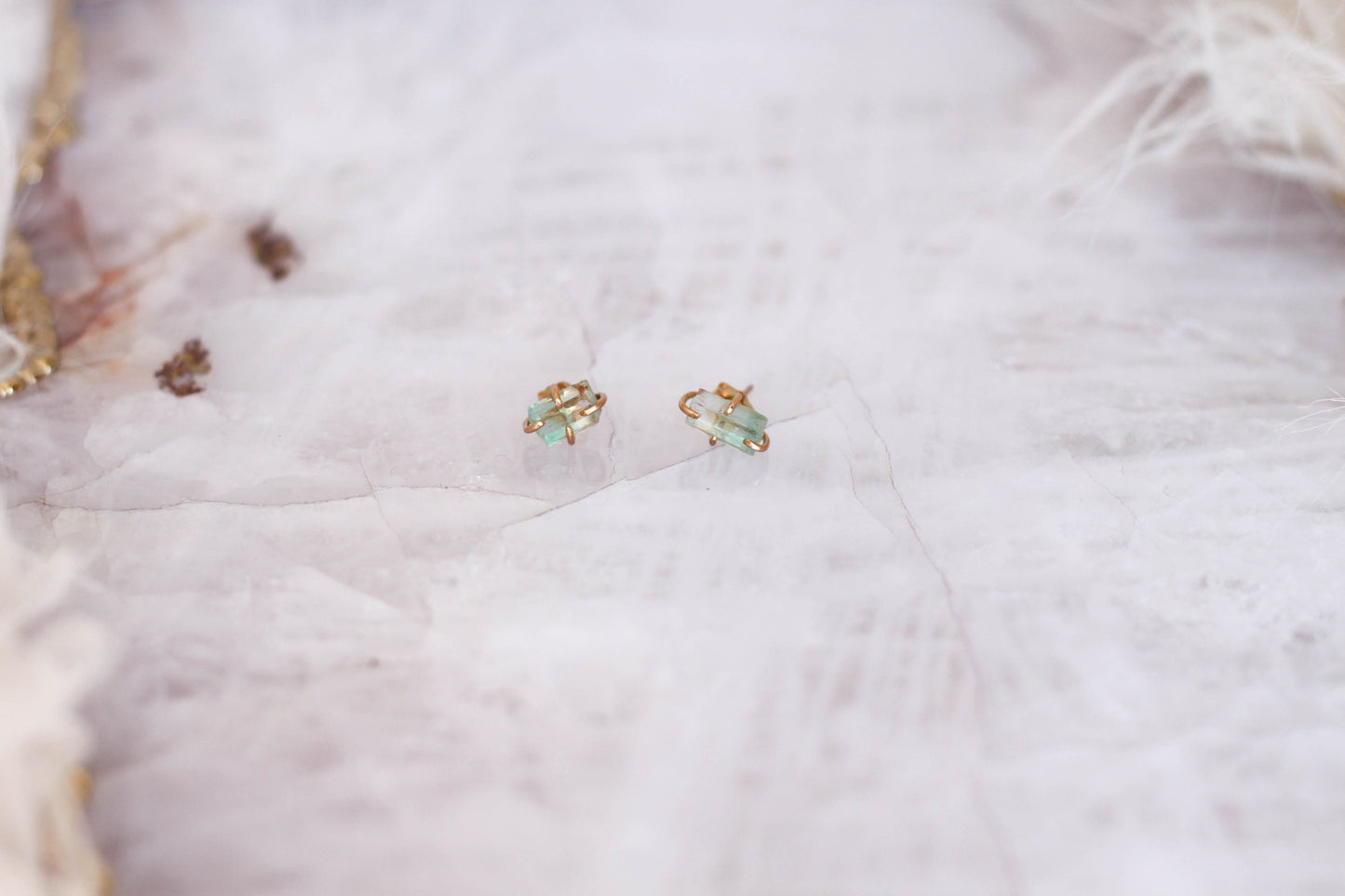 Bicolor Emerald Stud Earrings