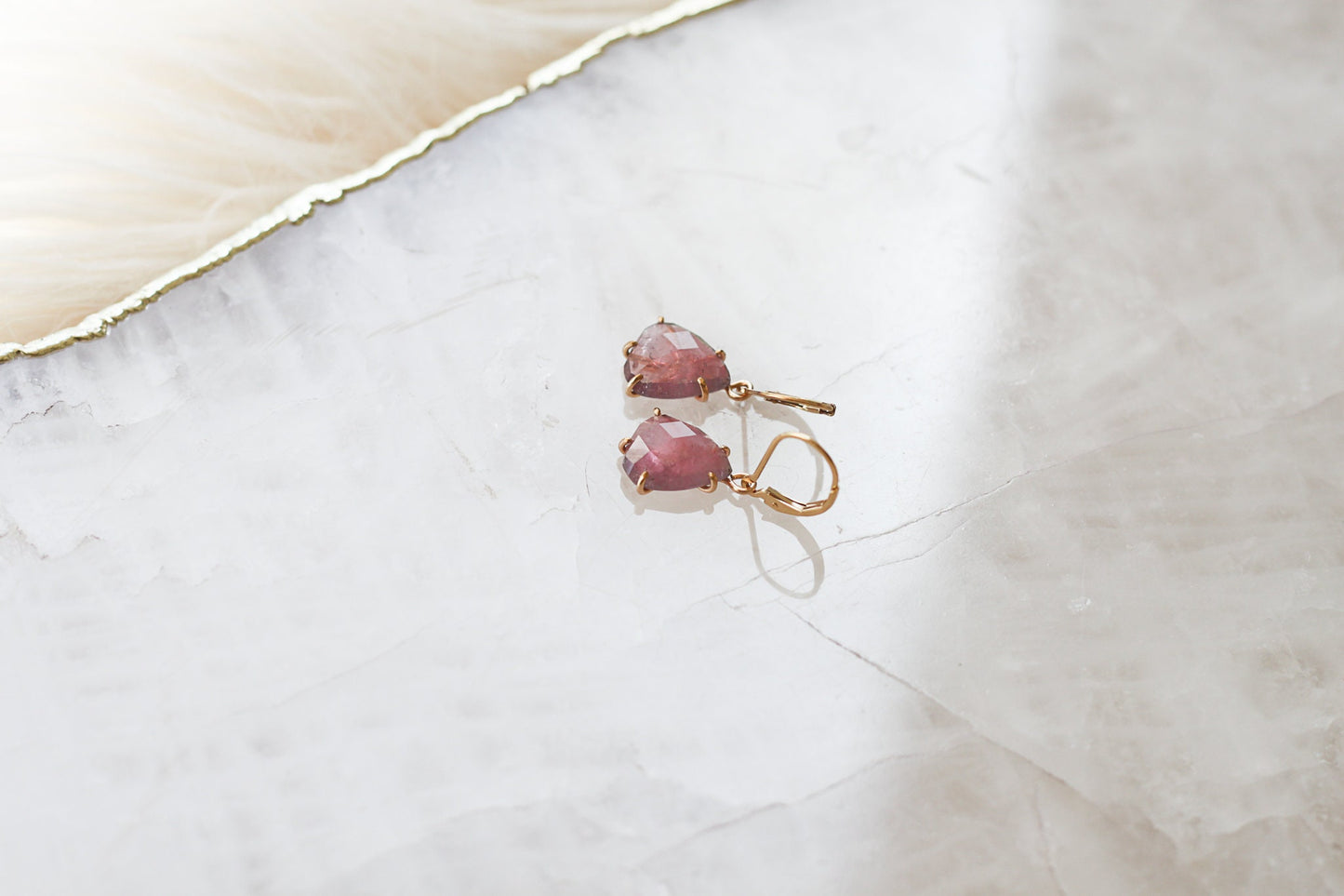 Pink Rose Cut Tourmaline Earrings