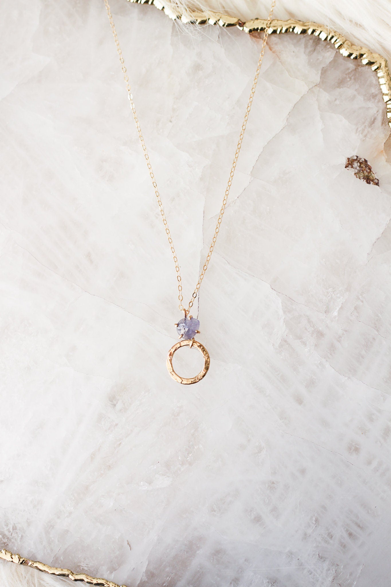 Gold + Rose Cut Tanzanite Necklace