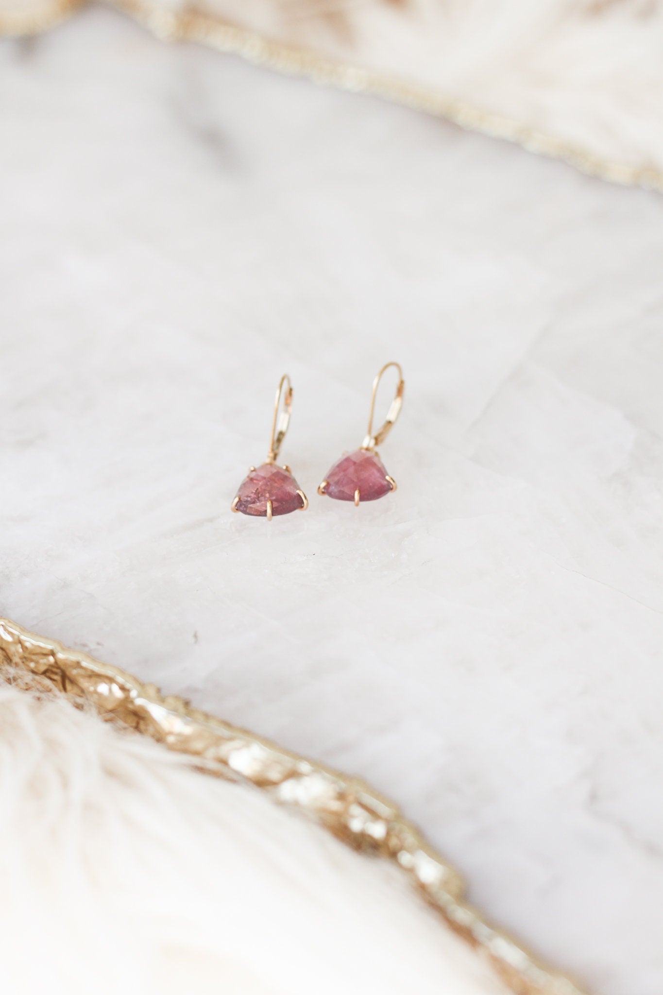 Pink Rose Cut Tourmaline Earrings