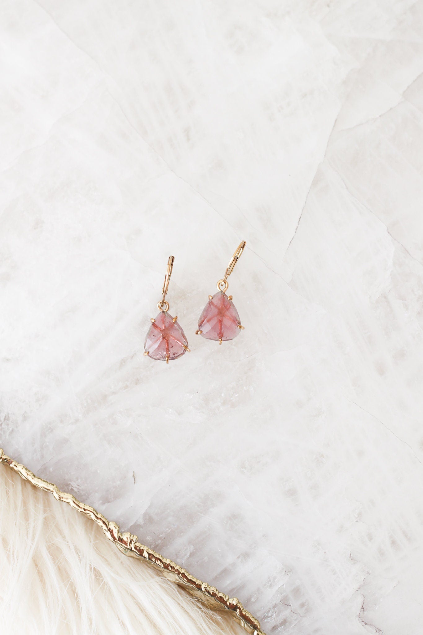 Pink Rose Cut Tourmaline Earrings