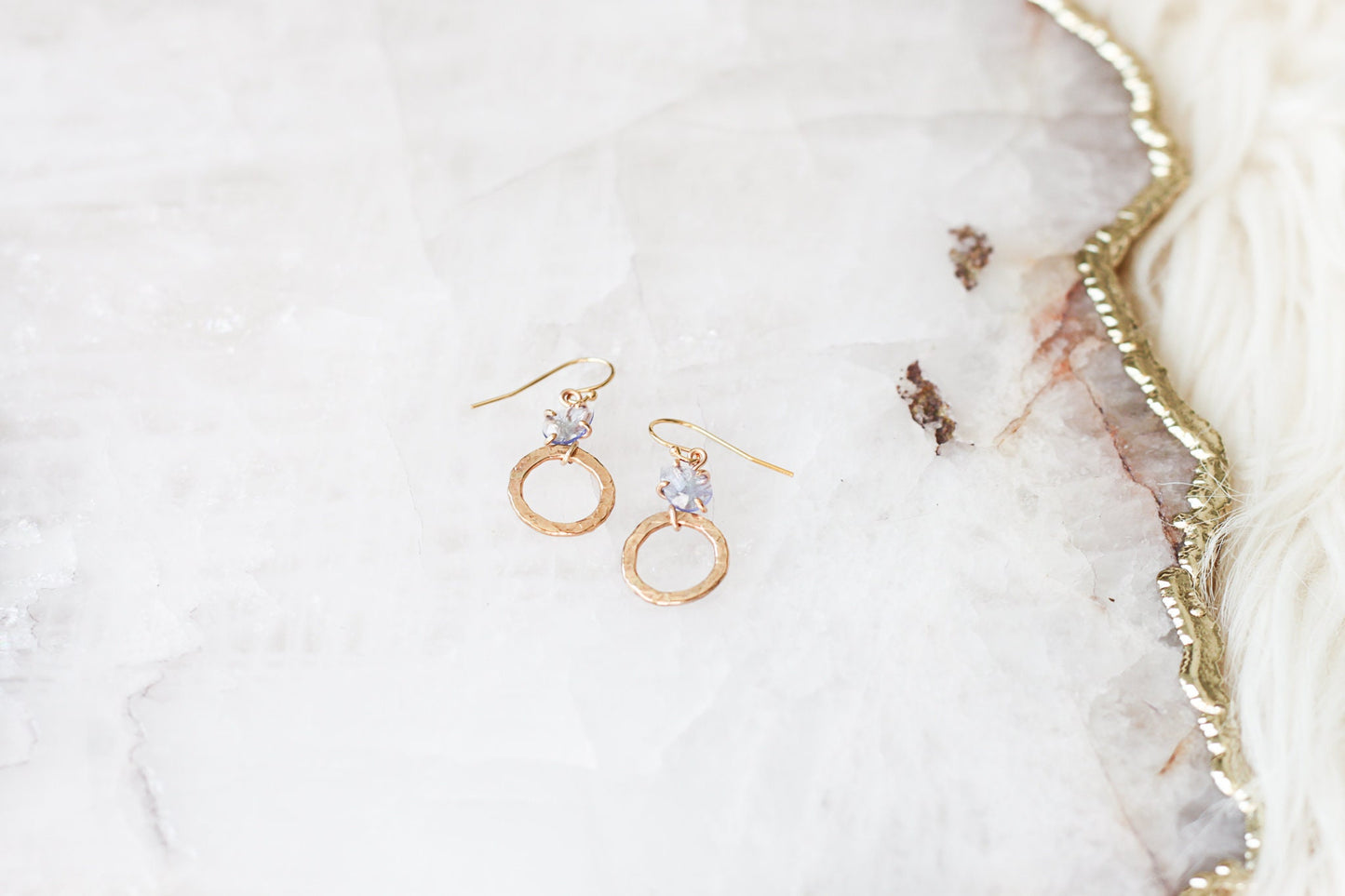 Gold + Rose Cut Tanzanite Earrings