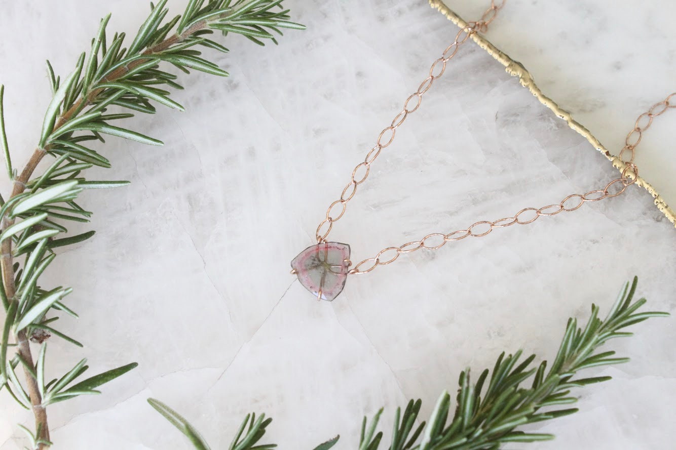 Rose Cut Tourmaline Slice Necklace