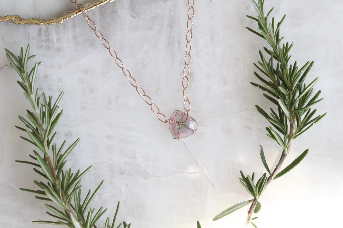 Rose Cut Tourmaline Slice Necklace
