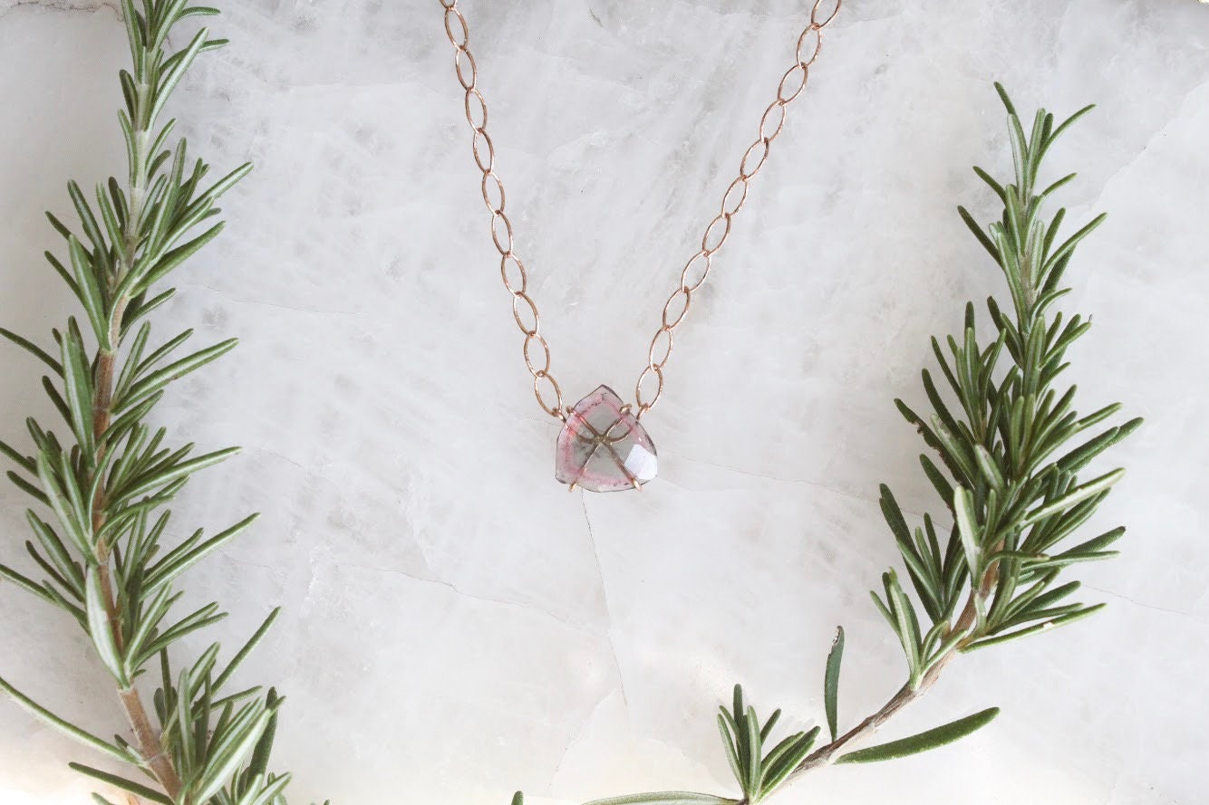 Rose Cut Tourmaline Slice Necklace