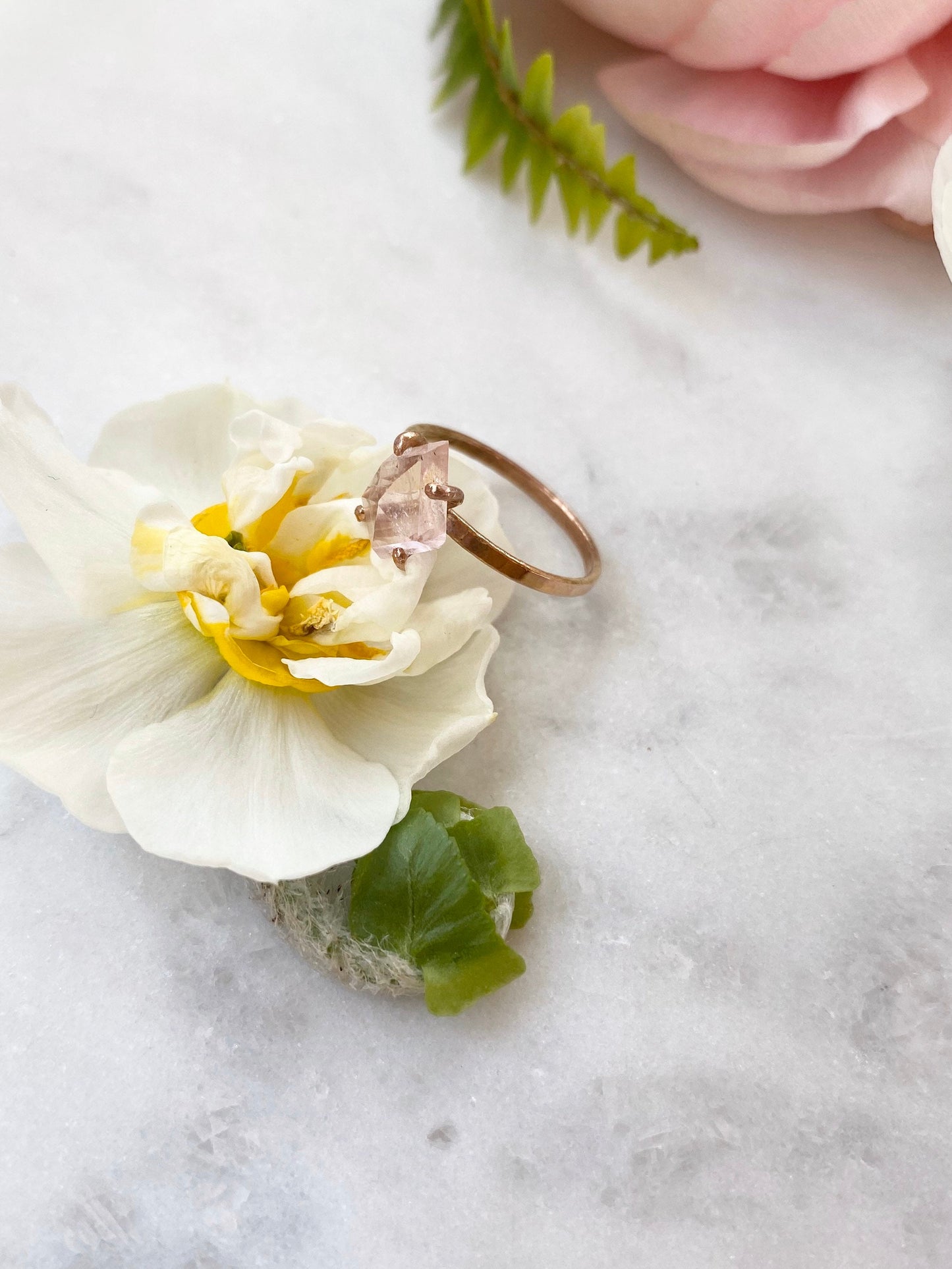 Rose Cut Morganite Ring
