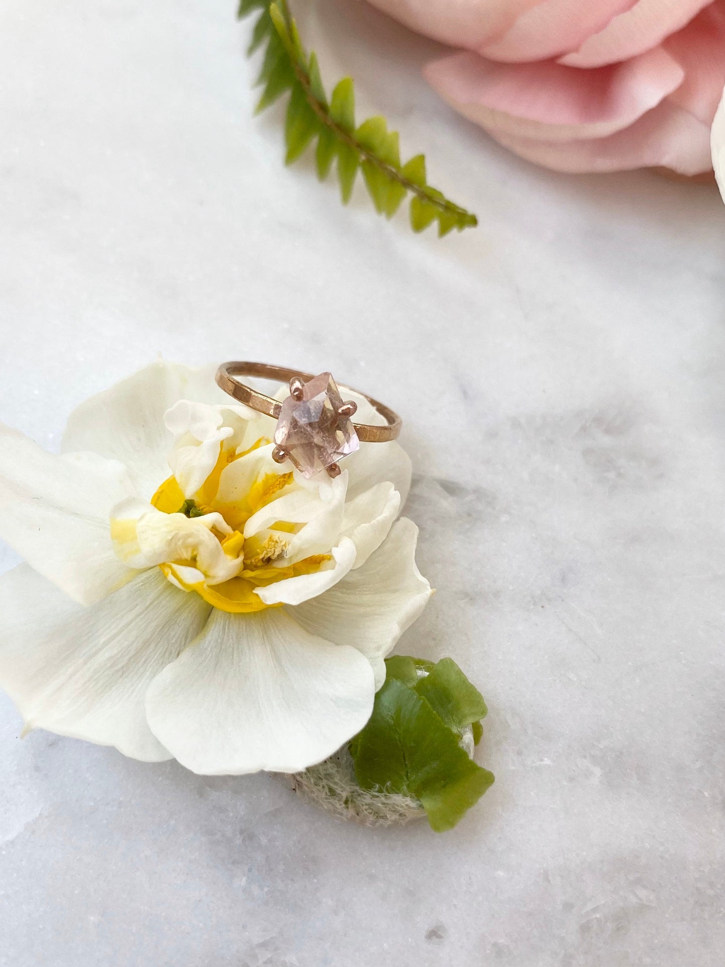 Rose Cut Morganite Ring