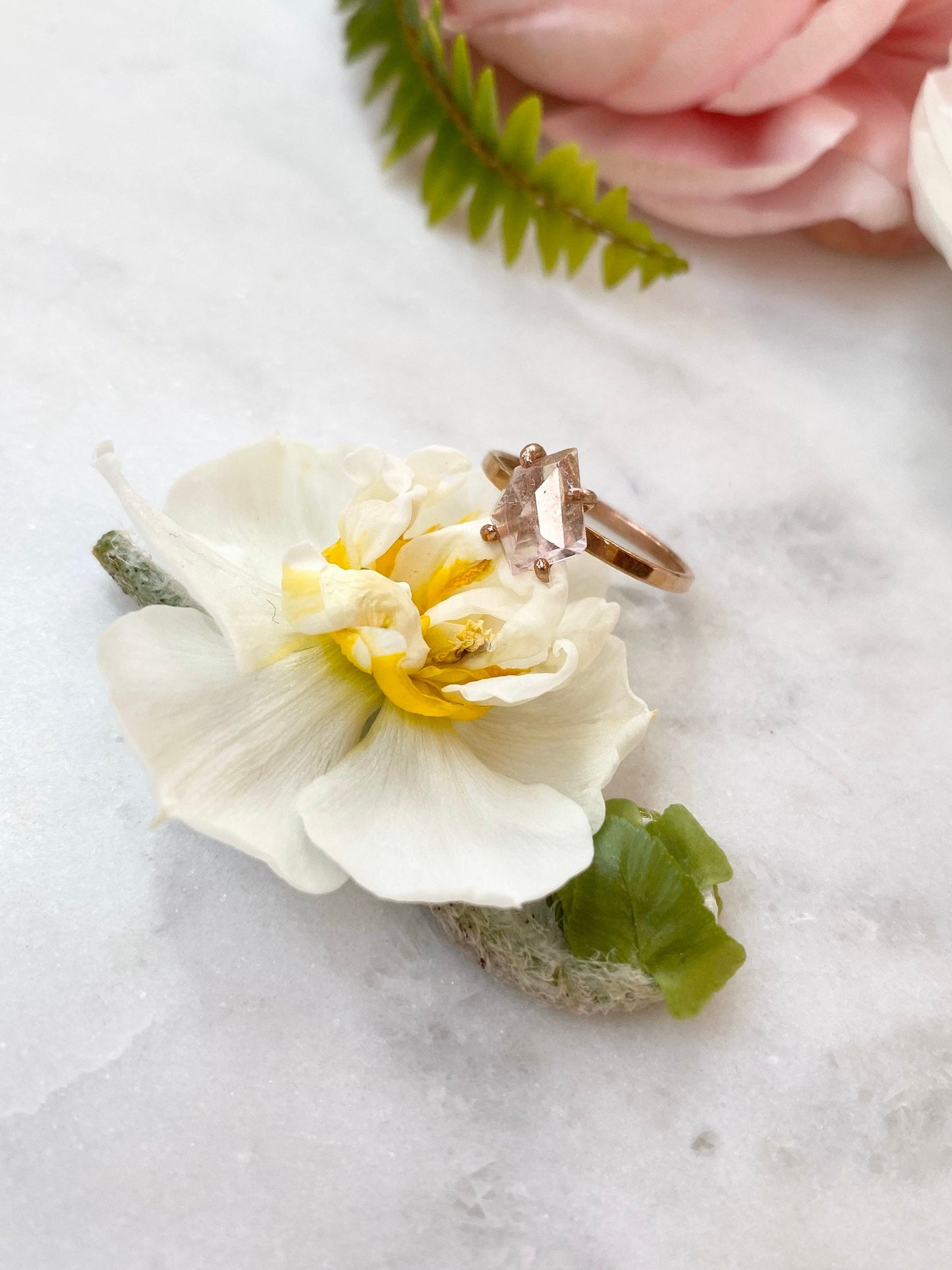 Rose Cut Morganite Ring