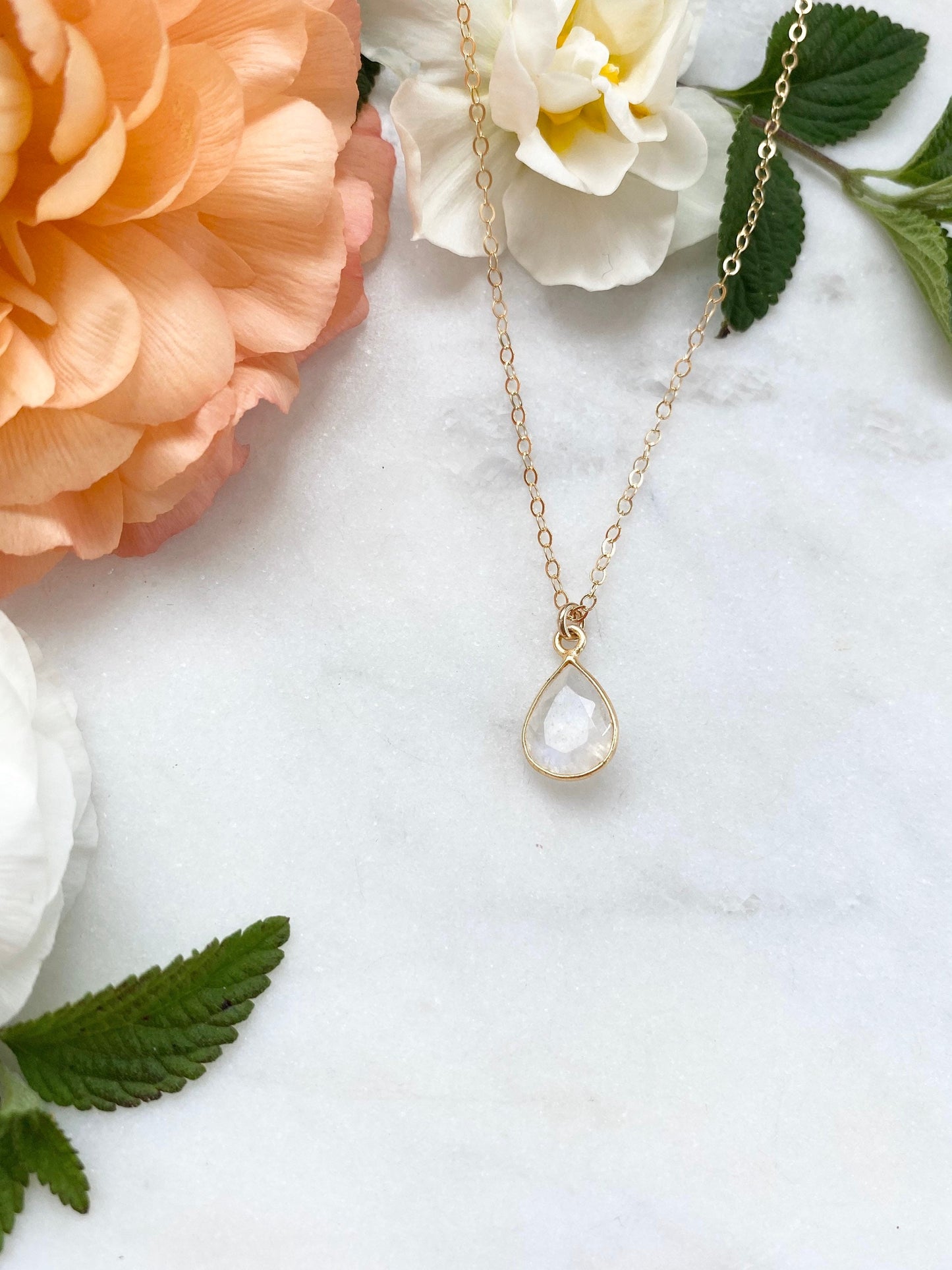 Faceted Rainbow Moonstone Necklace