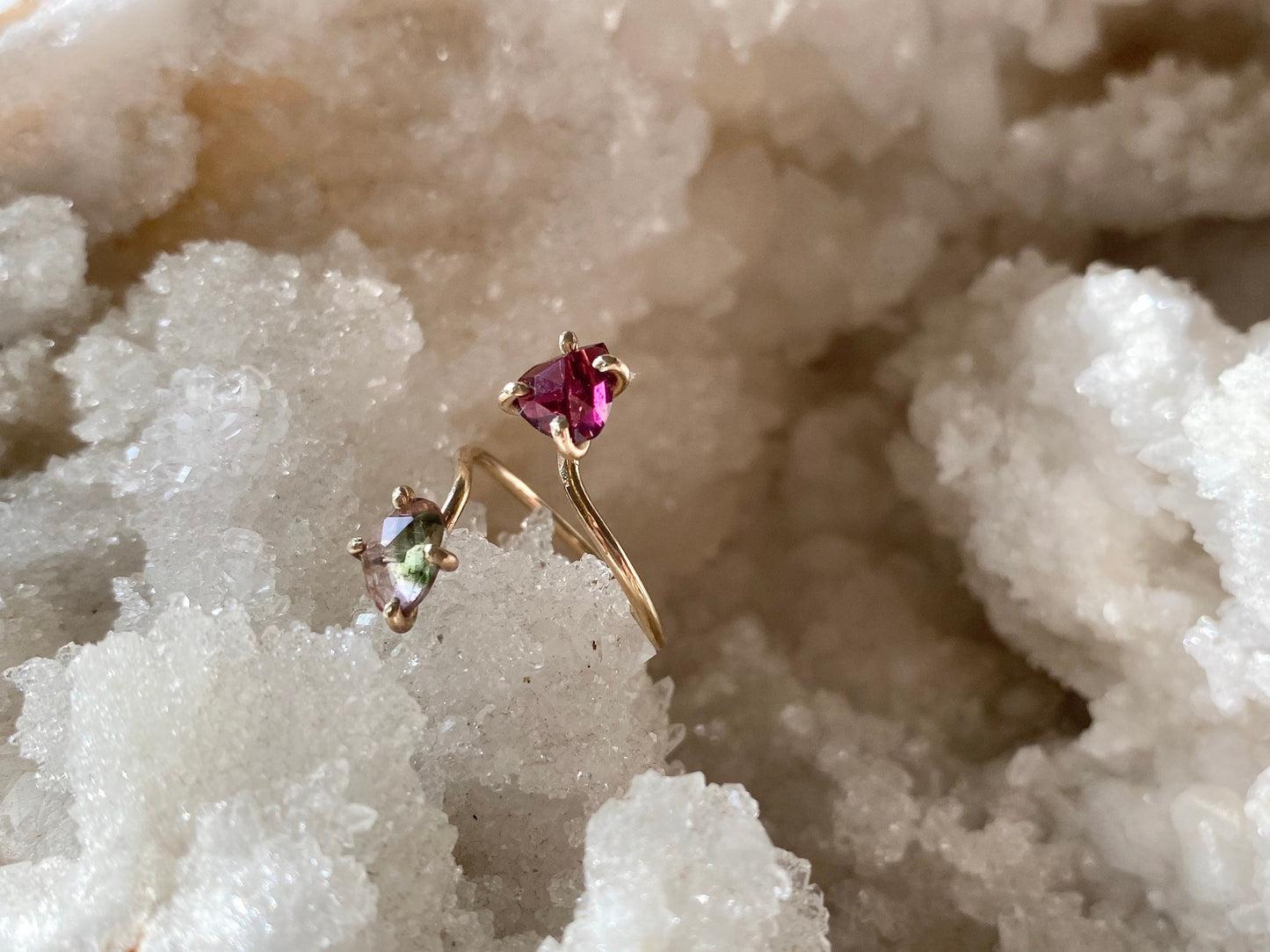 Rubellite Tourmaline + Tricolor Tourmaline Ring