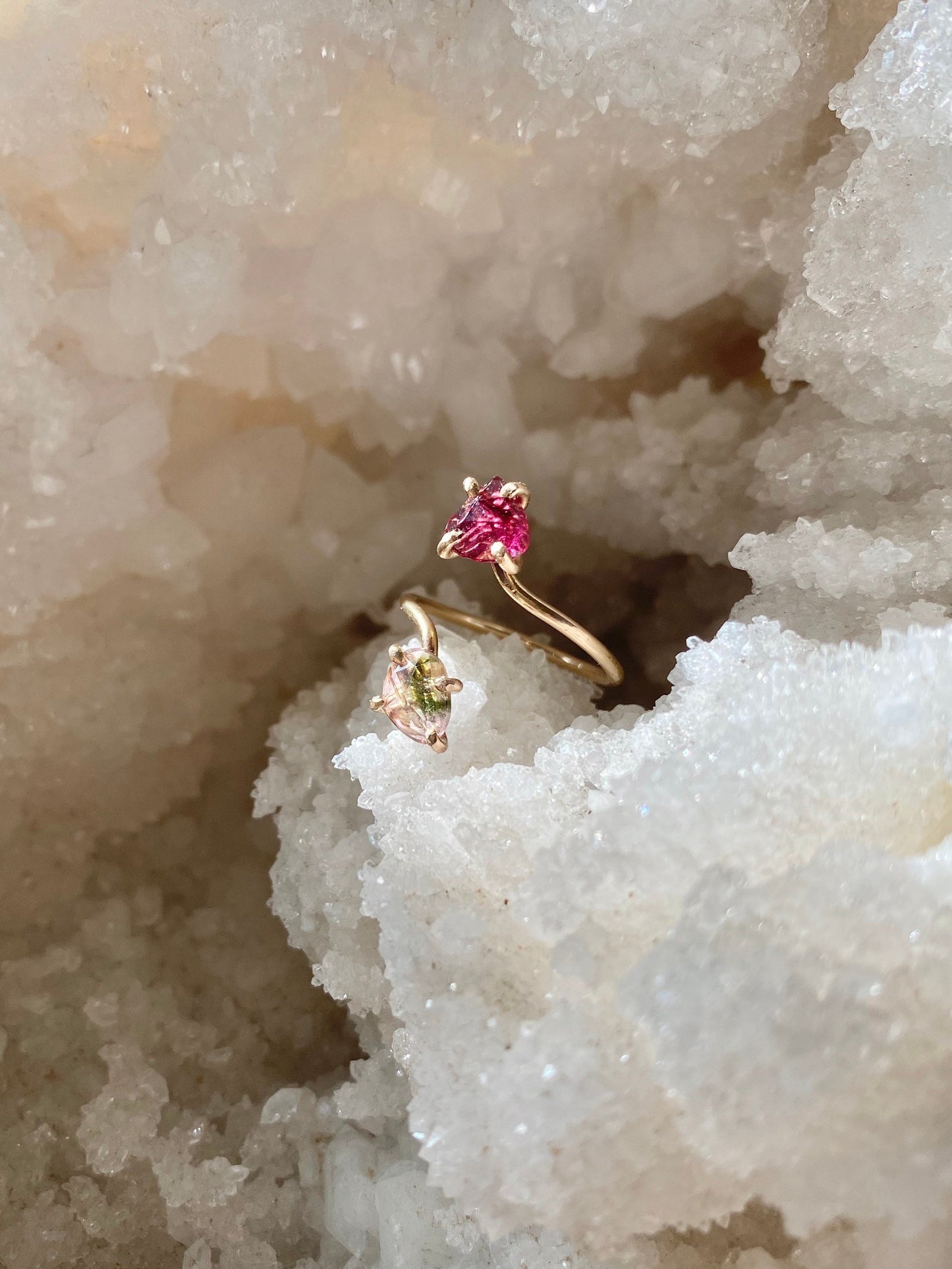 Rubellite Tourmaline + Tricolor Tourmaline Ring