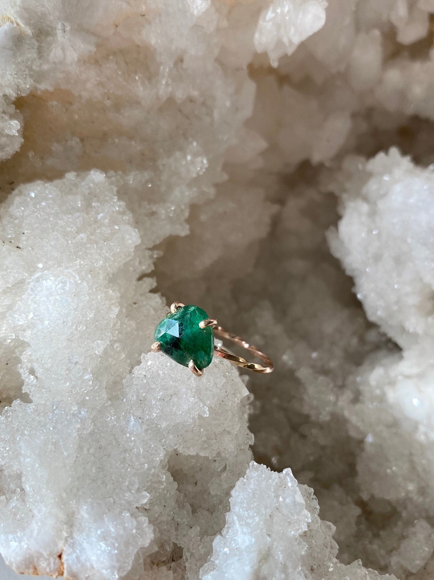 Rose Cut Emerald Ring