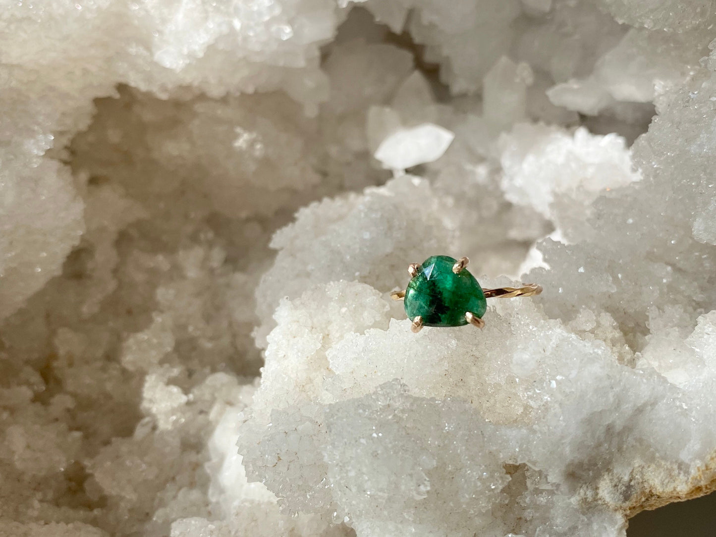 Rose Cut Emerald Ring