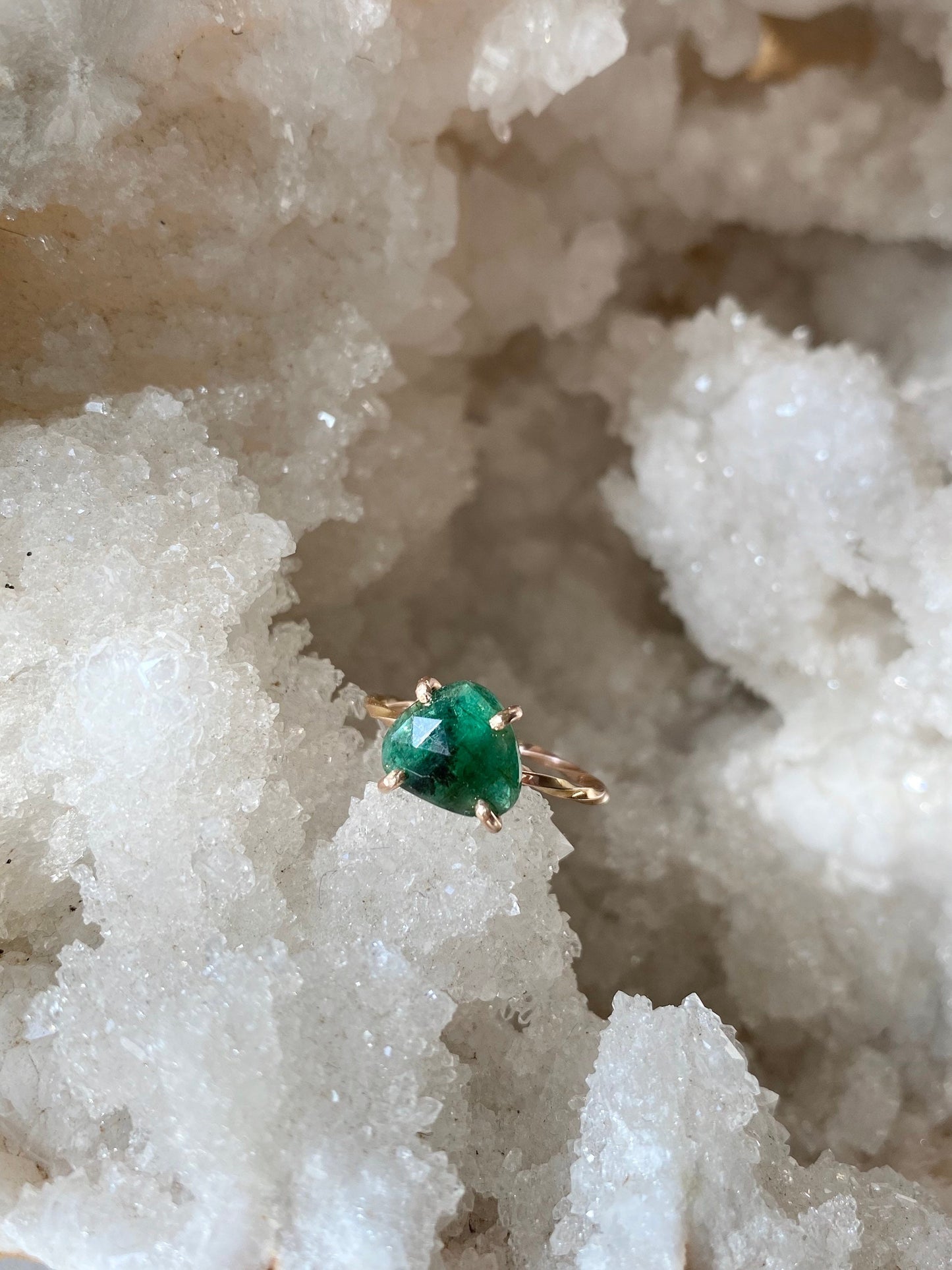 Rose Cut Emerald Ring