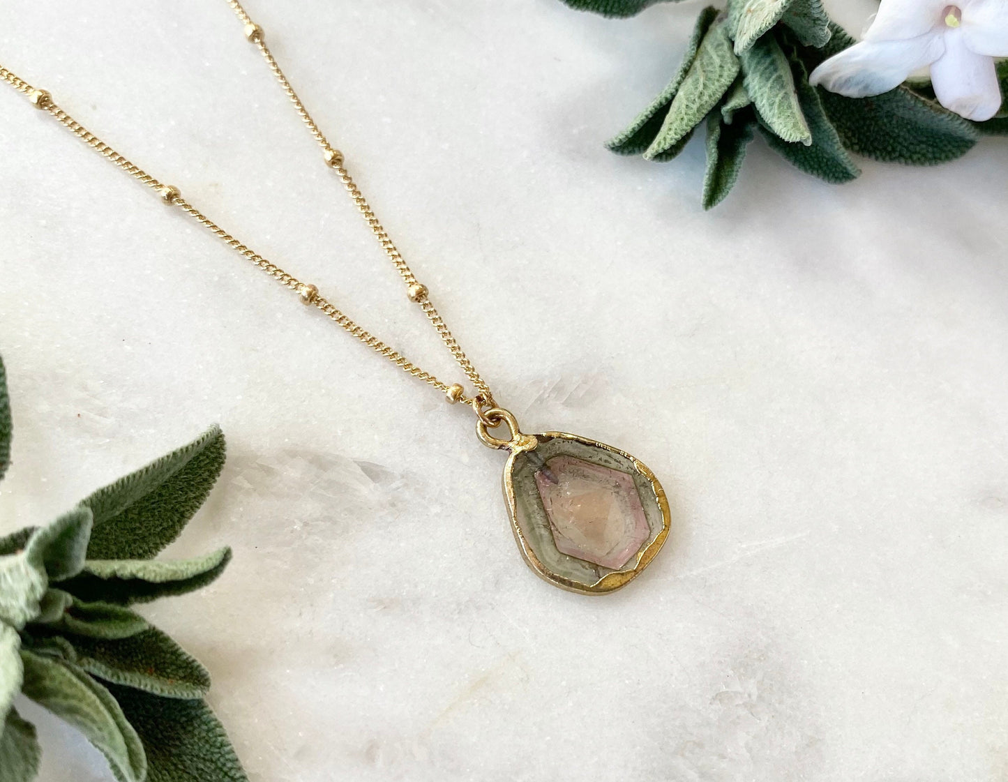 Tourmaline Slice Necklace