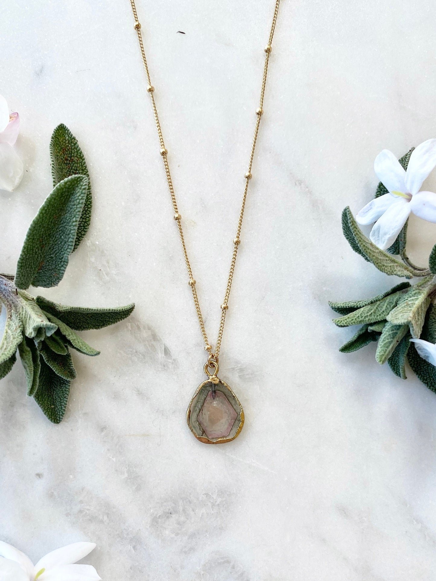 Tourmaline Slice Necklace