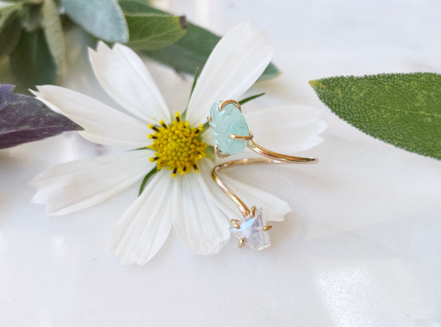 Moonstone + Peruvian Opal Ring