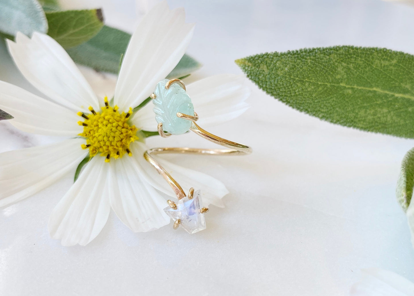Moonstone + Peruvian Opal Ring
