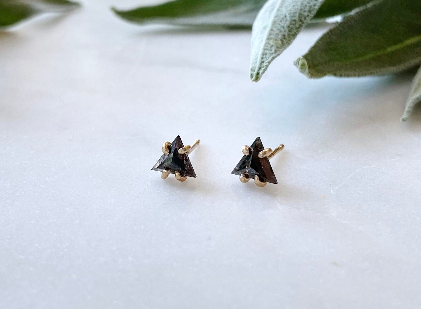 Triangle Rose Cut Diamond Studs