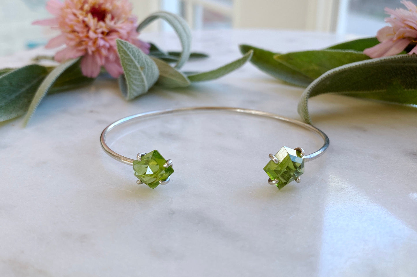 Peridot + Sterling Cuff Bracelet