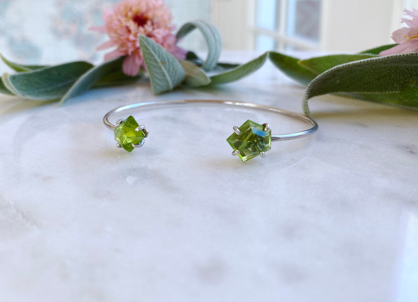 Peridot + Sterling Cuff Bracelet