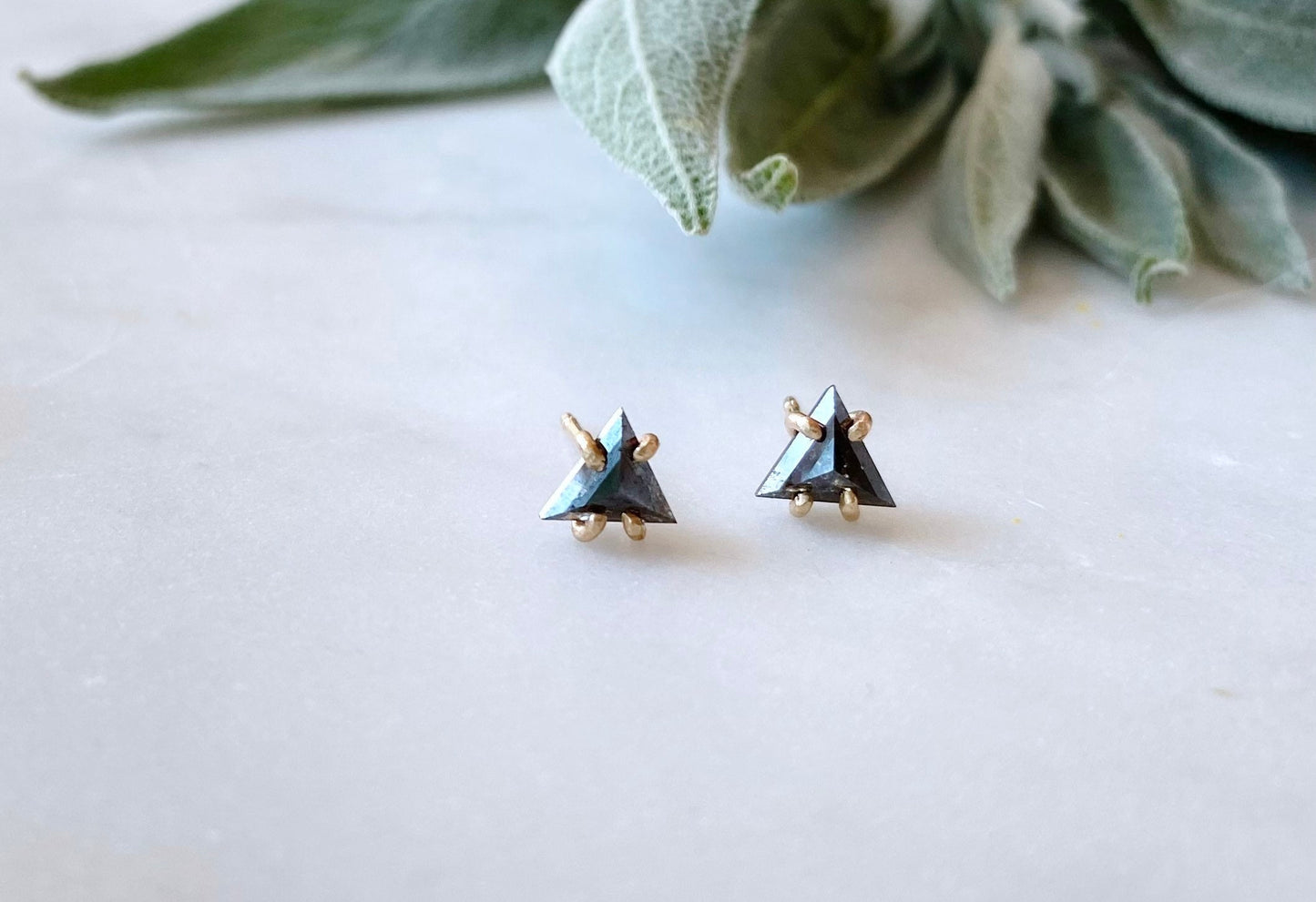 Triangle Rose Cut Diamond Studs