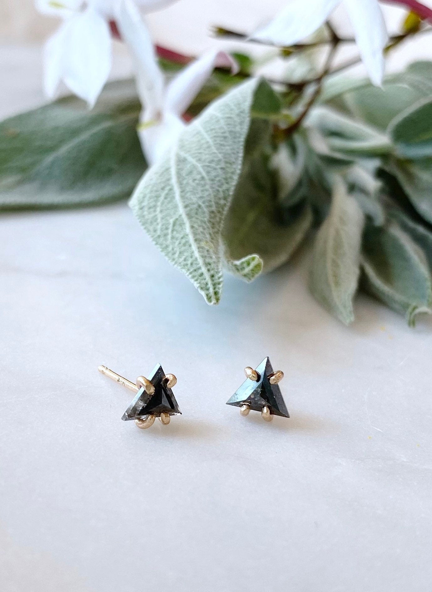 Triangle Rose Cut Diamond Studs
