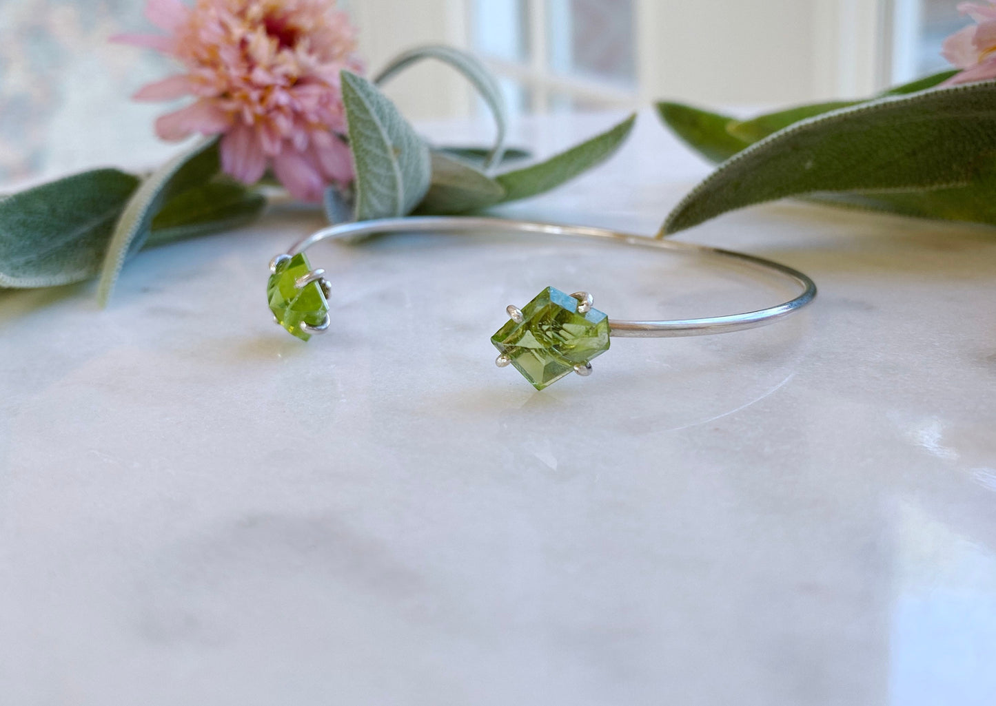 Peridot + Sterling Cuff Bracelet
