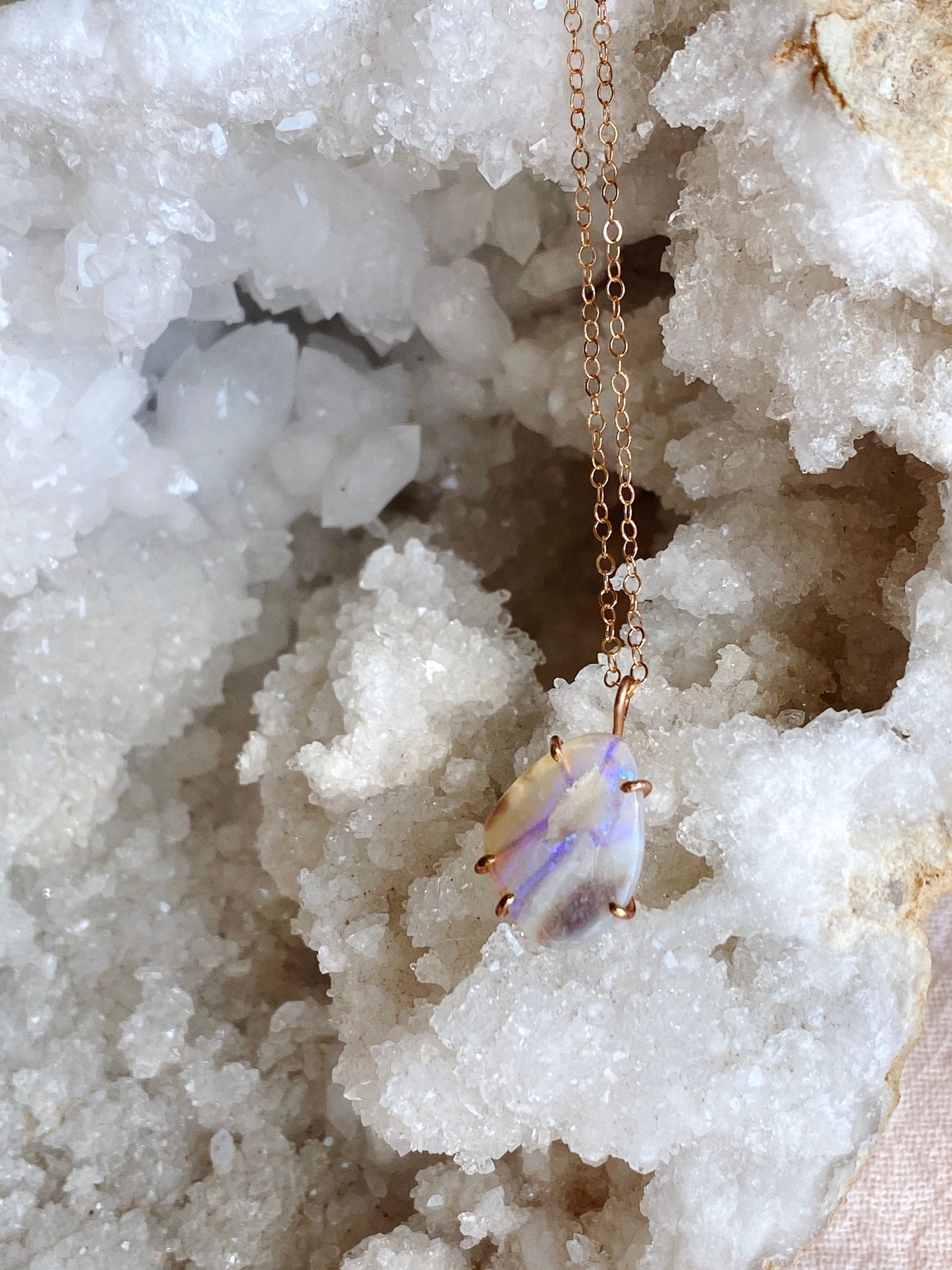 Australian Opal Necklace in Rose Gold