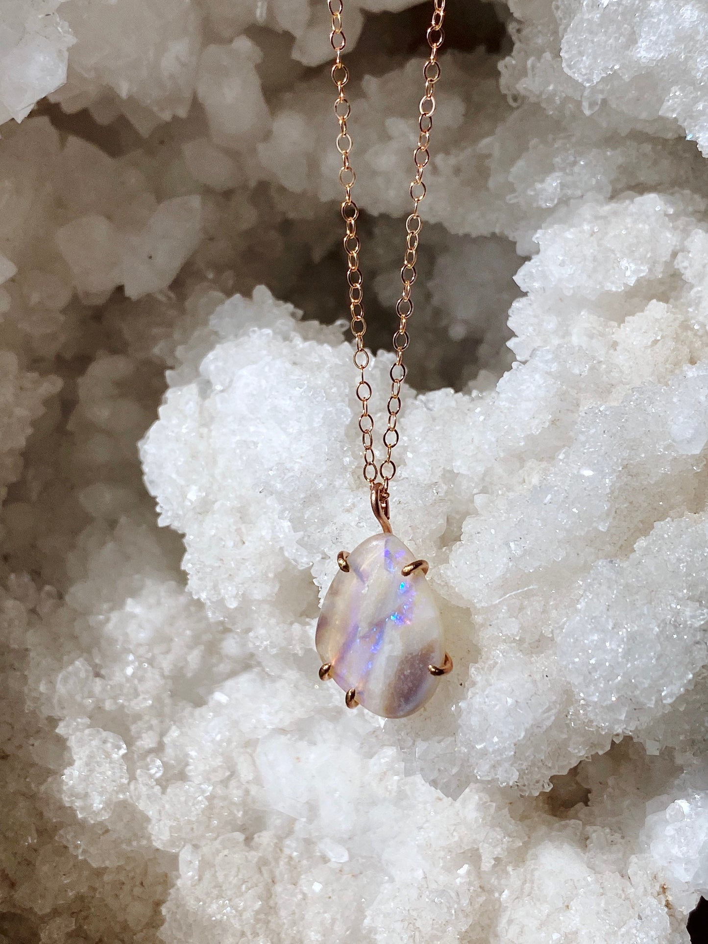 Australian Opal Necklace in Rose Gold