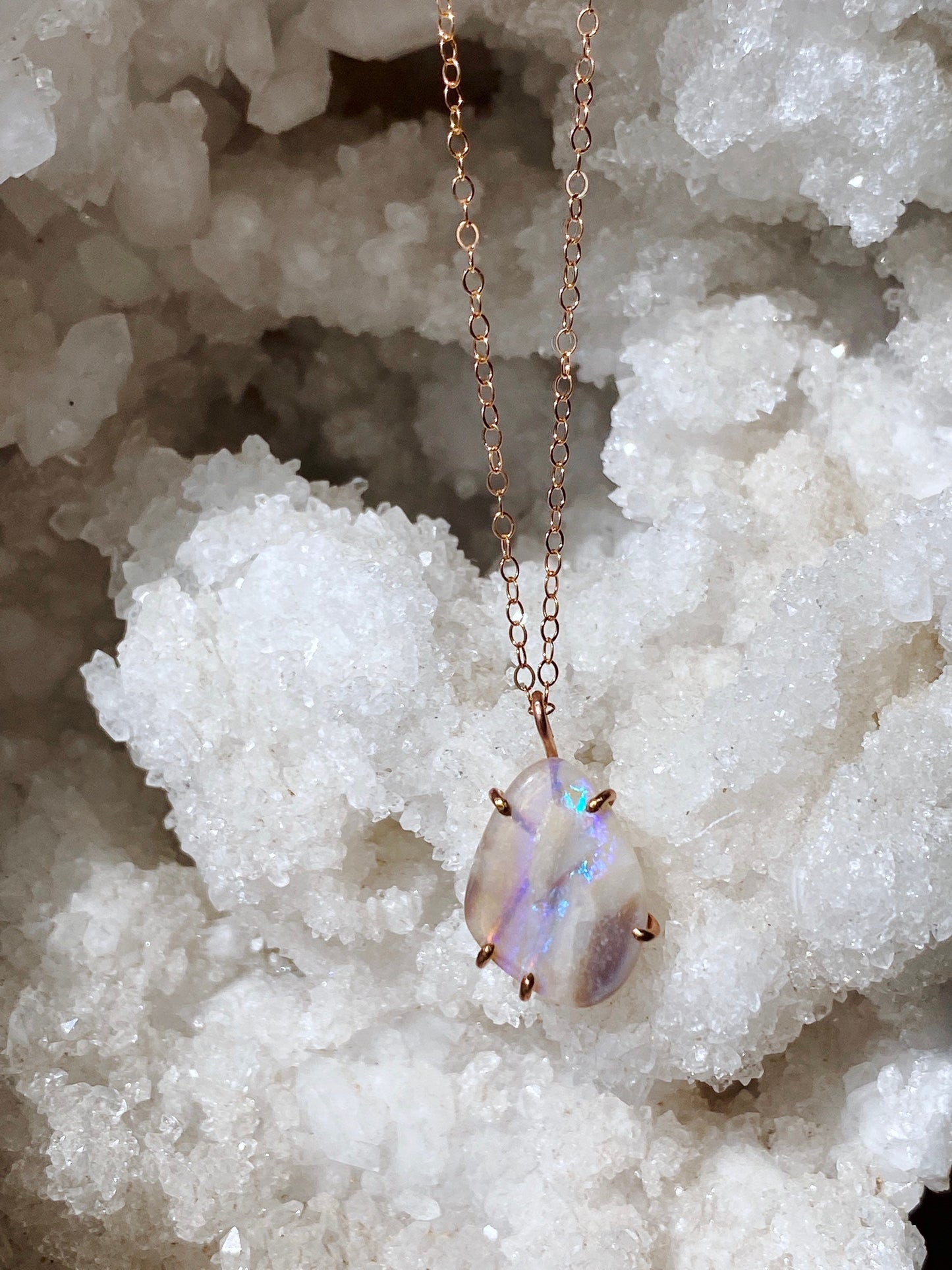 Australian Opal Necklace in Rose Gold