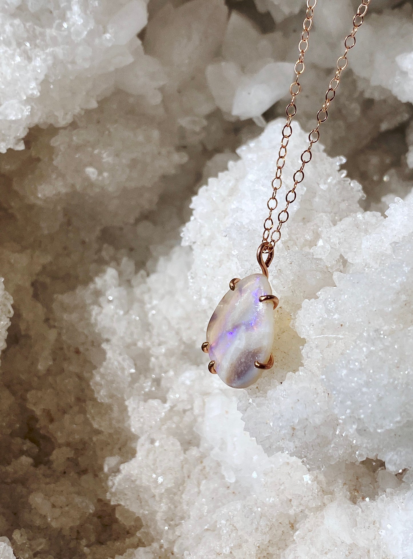 Australian Opal Necklace in Rose Gold