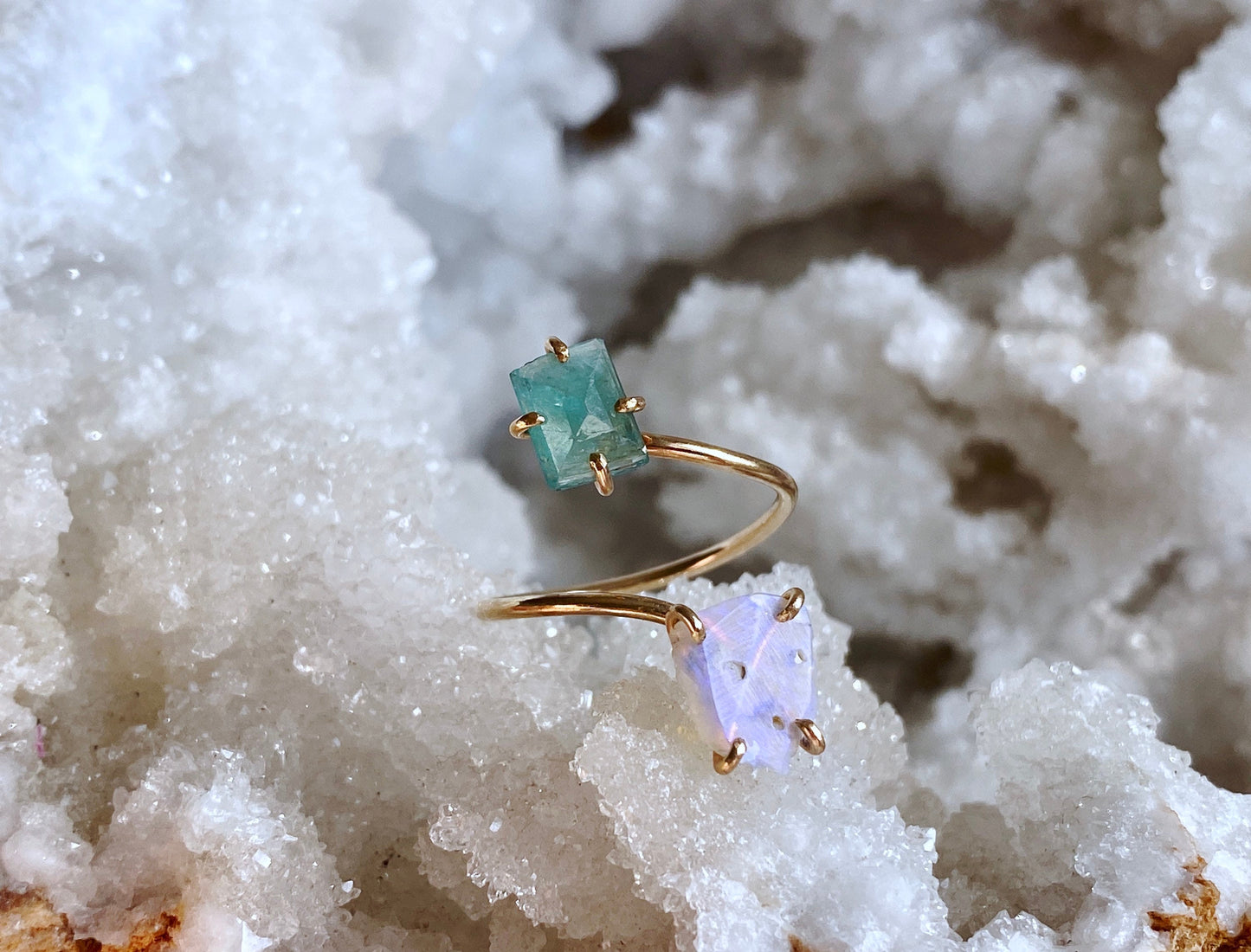 Grandidierite + Opal Ring