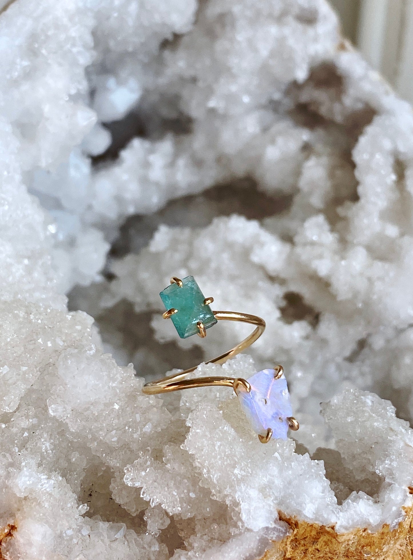 Grandidierite + Opal Ring