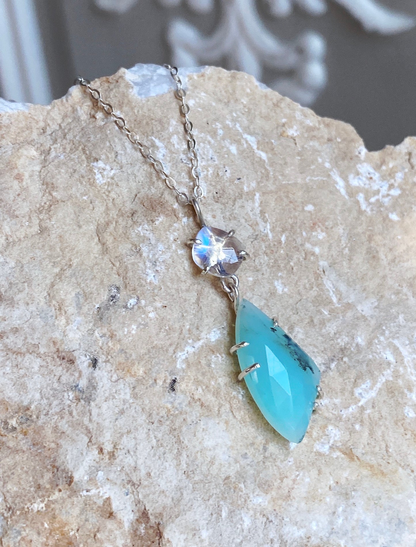 Rainbow Moonstone + Peruvian Opal Necklace