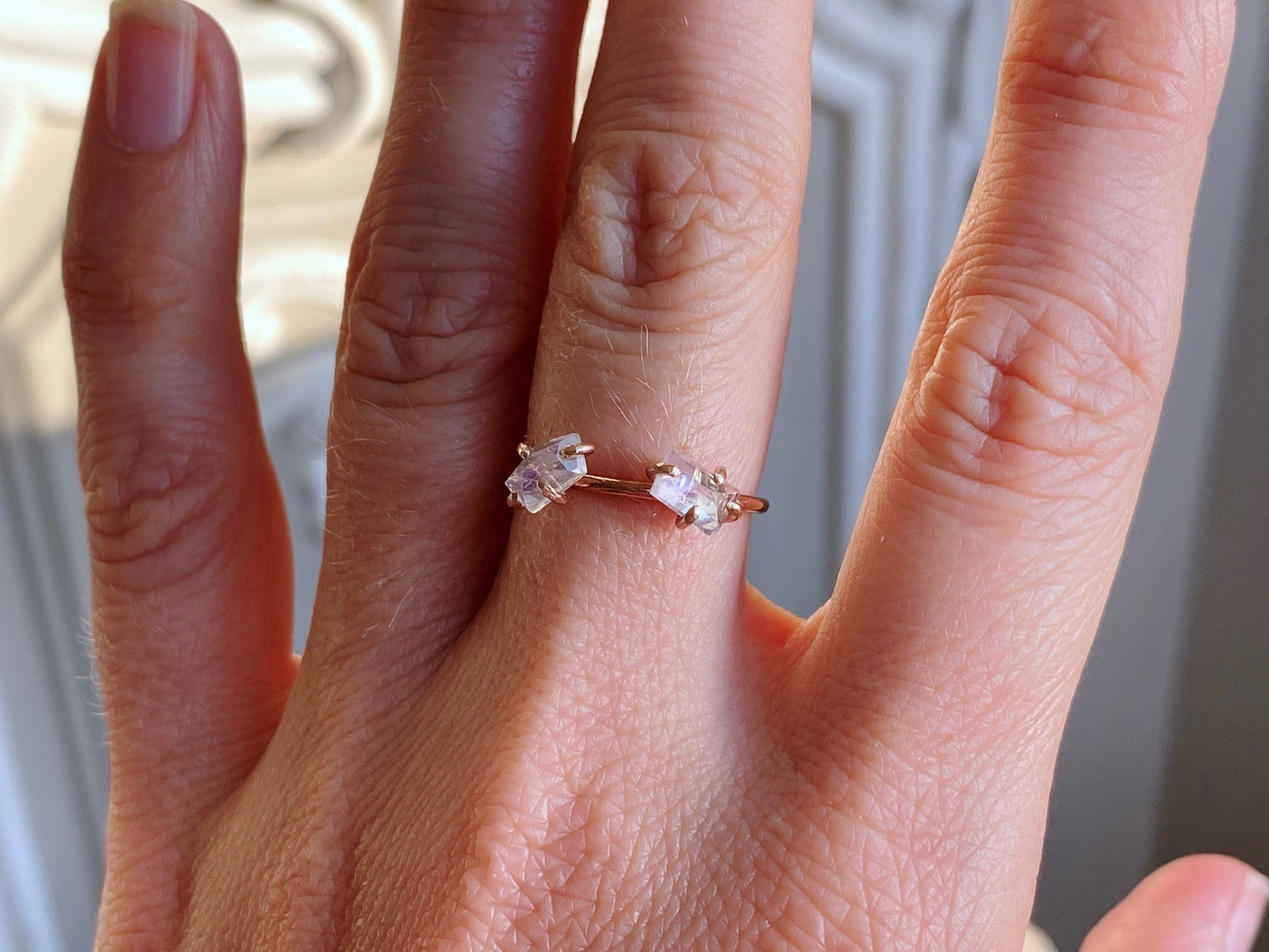 Rainbow Moonstone Ring