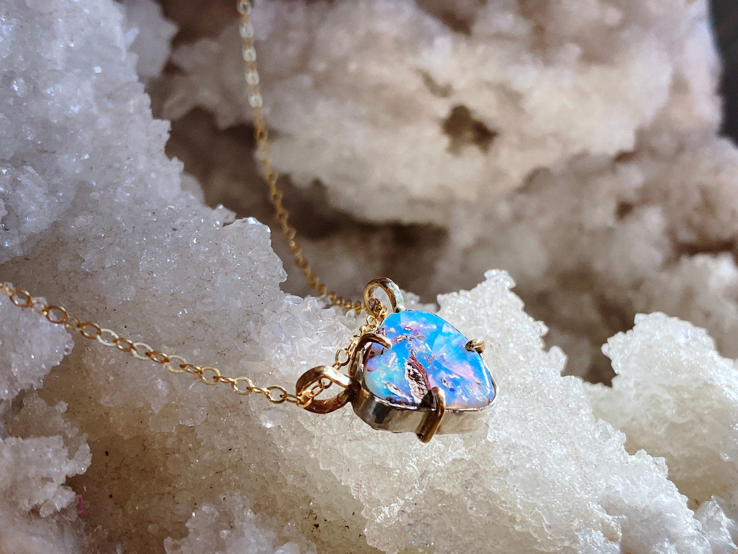 Australian Opal Necklace in Mixed Metal