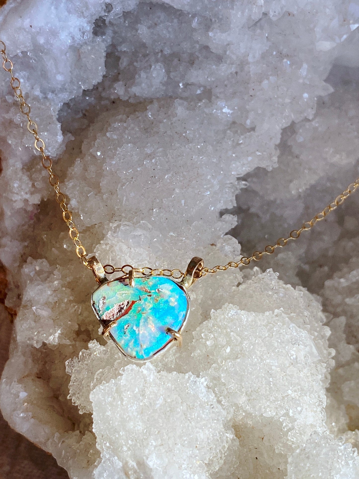 Australian Opal Necklace in Mixed Metal