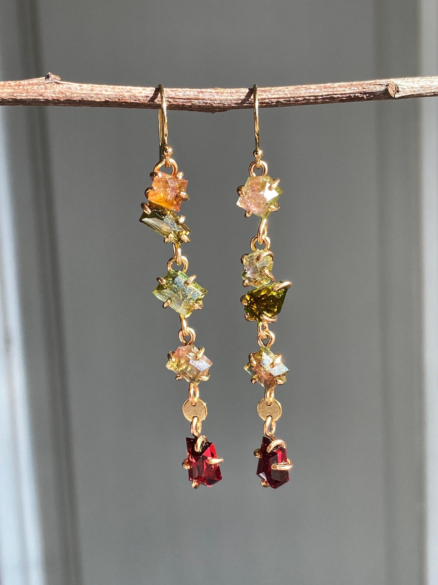 Tourmaline + Rhodolite Garnet Cluster Earrings