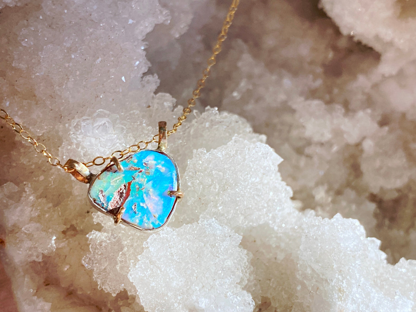 Australian Opal Necklace in Mixed Metal
