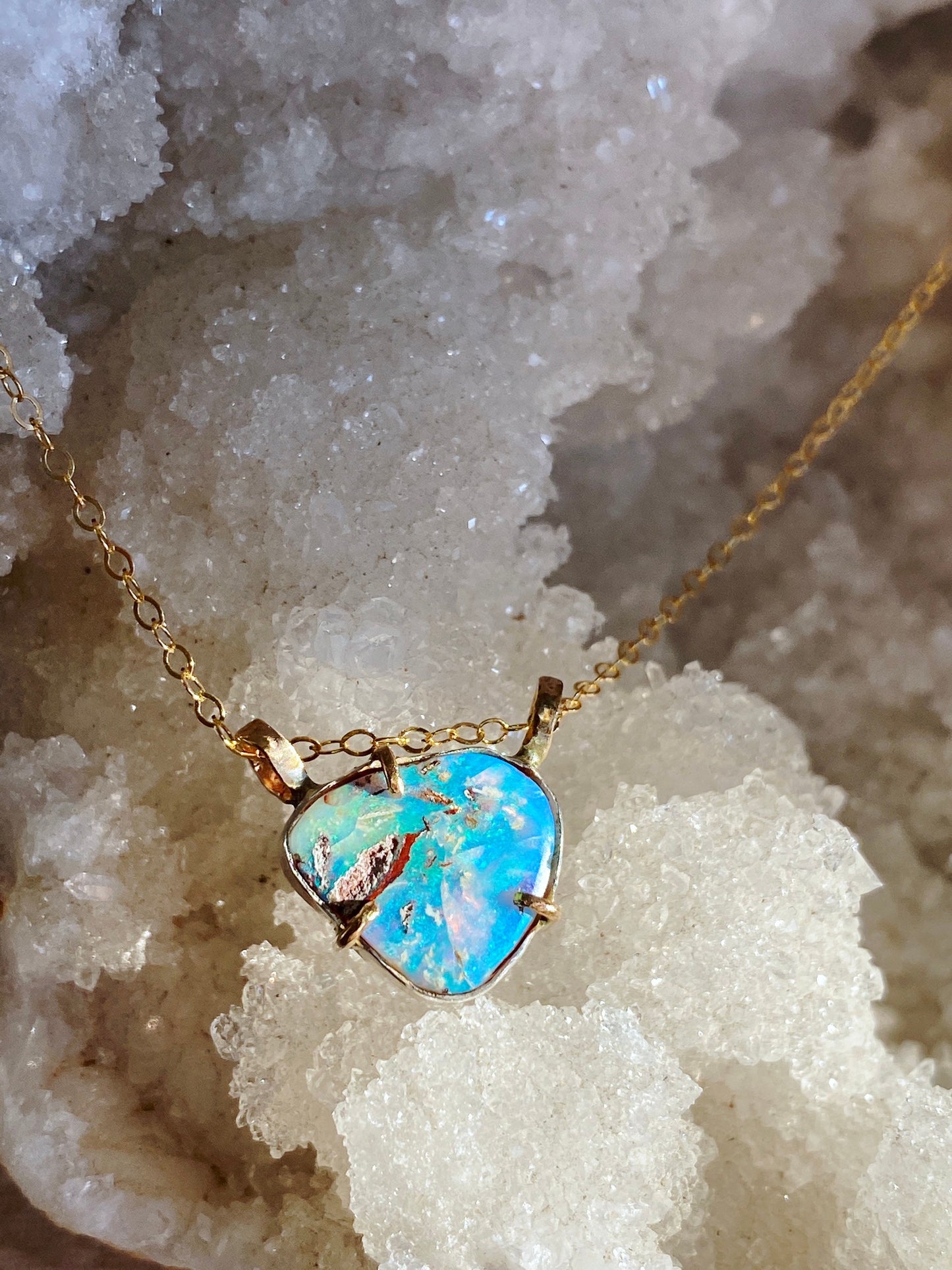 Australian Opal Necklace in Mixed Metal