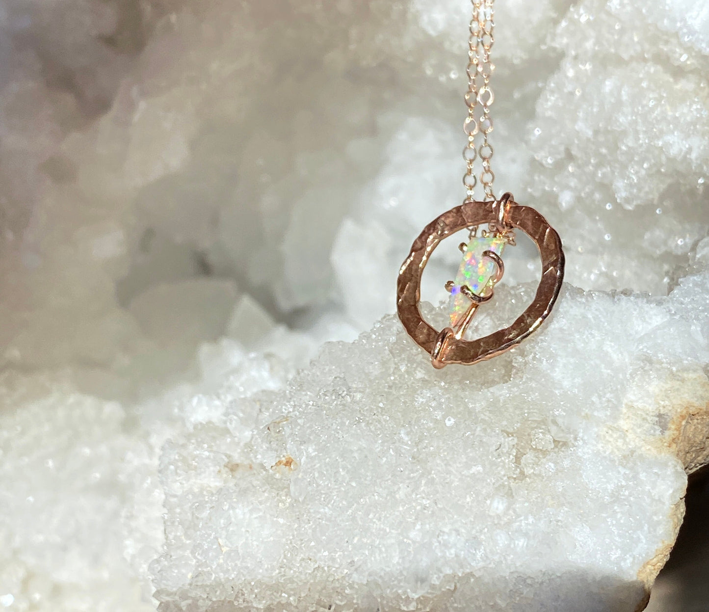 Australian Crystal Opal Necklace in Rose Gold