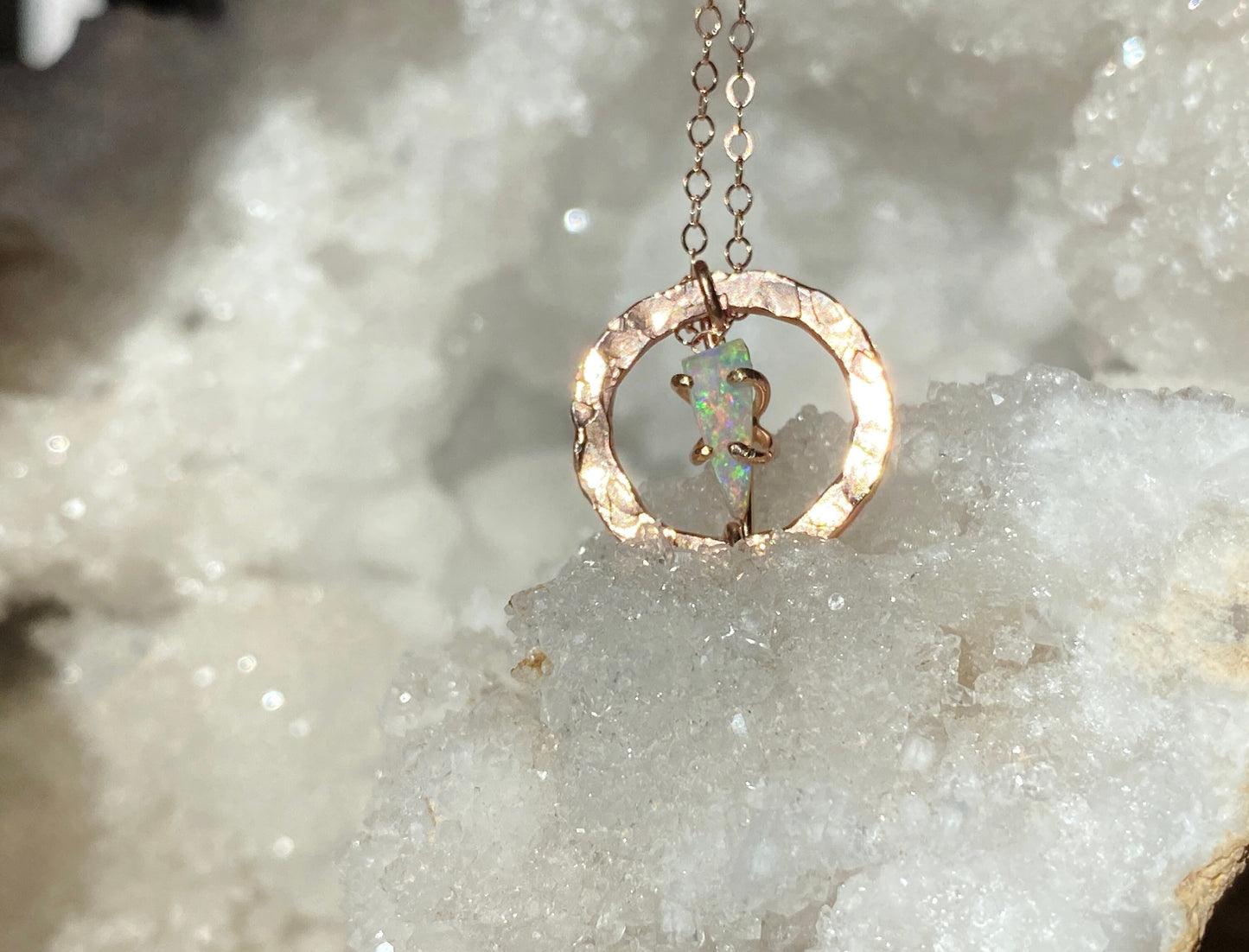Australian Crystal Opal Necklace in Rose Gold